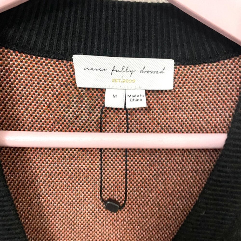 NWOT Never Fully Dressed Havana Balloon Sleeve Cardigan Black Tropical Size M - Picture 3 of 7